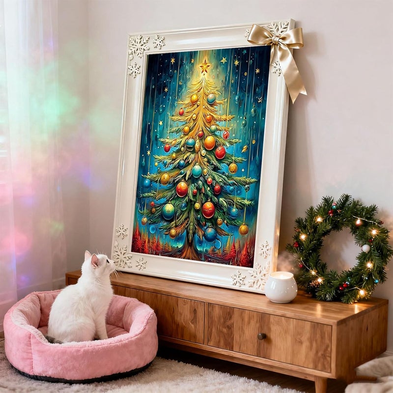 hito Christmas Paint by Numbers Kit for Adults - Christmas Tree Paint by Number Adult for Gift Home Wall Decor 16x20 Inch - Image 5